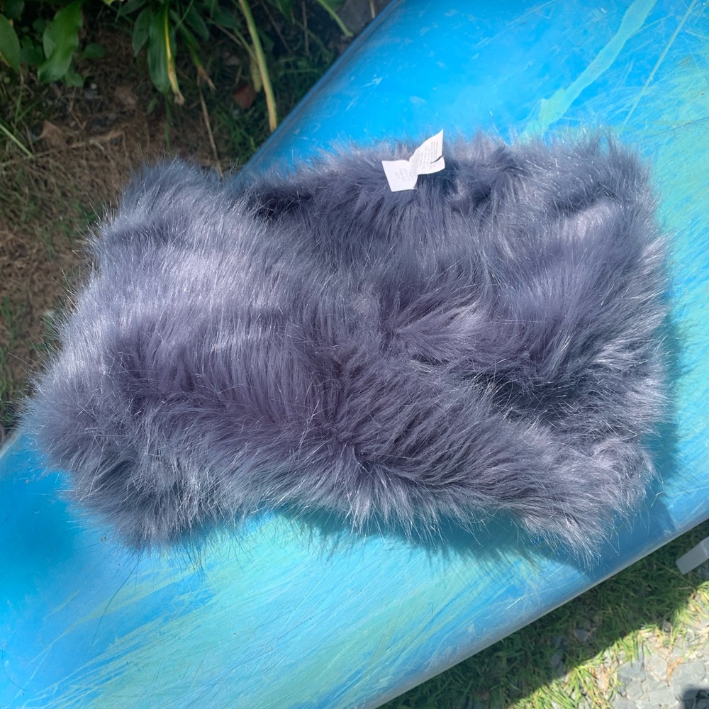 Slate Blue Faux Fur Infinity Scarf